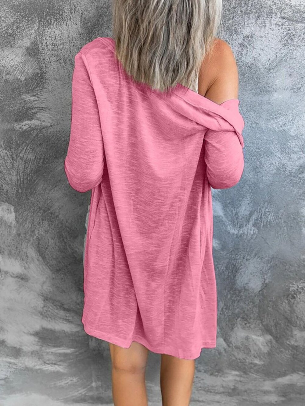 Voidism Lightweight Button-Down Cardigan Fuscia Pink - Picture 2 of 4